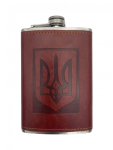 Металлическая фляга с кожей 270 мл Украина