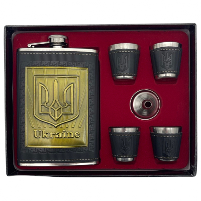 Набор с кожаной флягой и стопками Украина