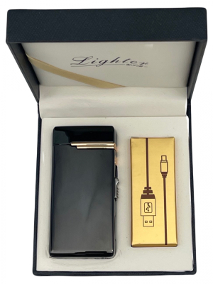 Зажигалка USB+газ 2 режима 57 черный глянец