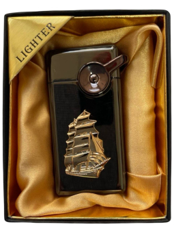 Зажигалка газовая Lighter 723 black ice ship