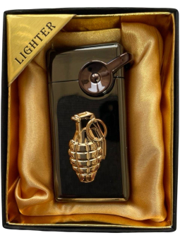 Зажигалка газовая Lighter 723 black ice grenade